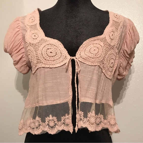 Poetry Clothing Womens Crop Jacket Size M with Lace & Crochet - Picture 2 of 9